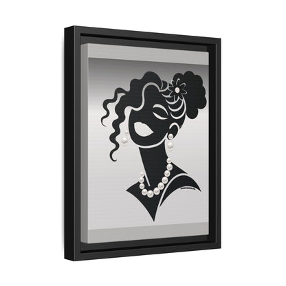 Pearls & Curls5 | Black and White - Framed Matte Canvas Art (black or white frame)