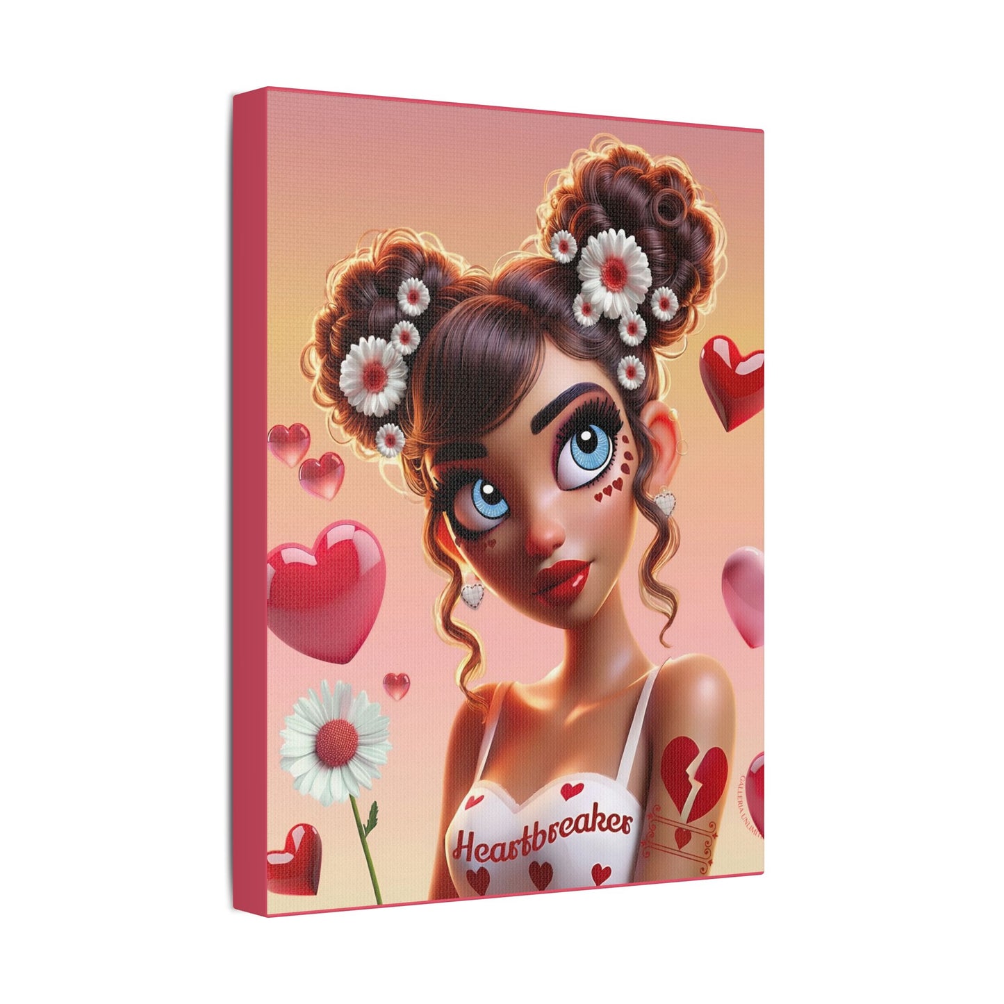 Heartbreaker 1 l Raspberry Satin Stretched Canvas Print