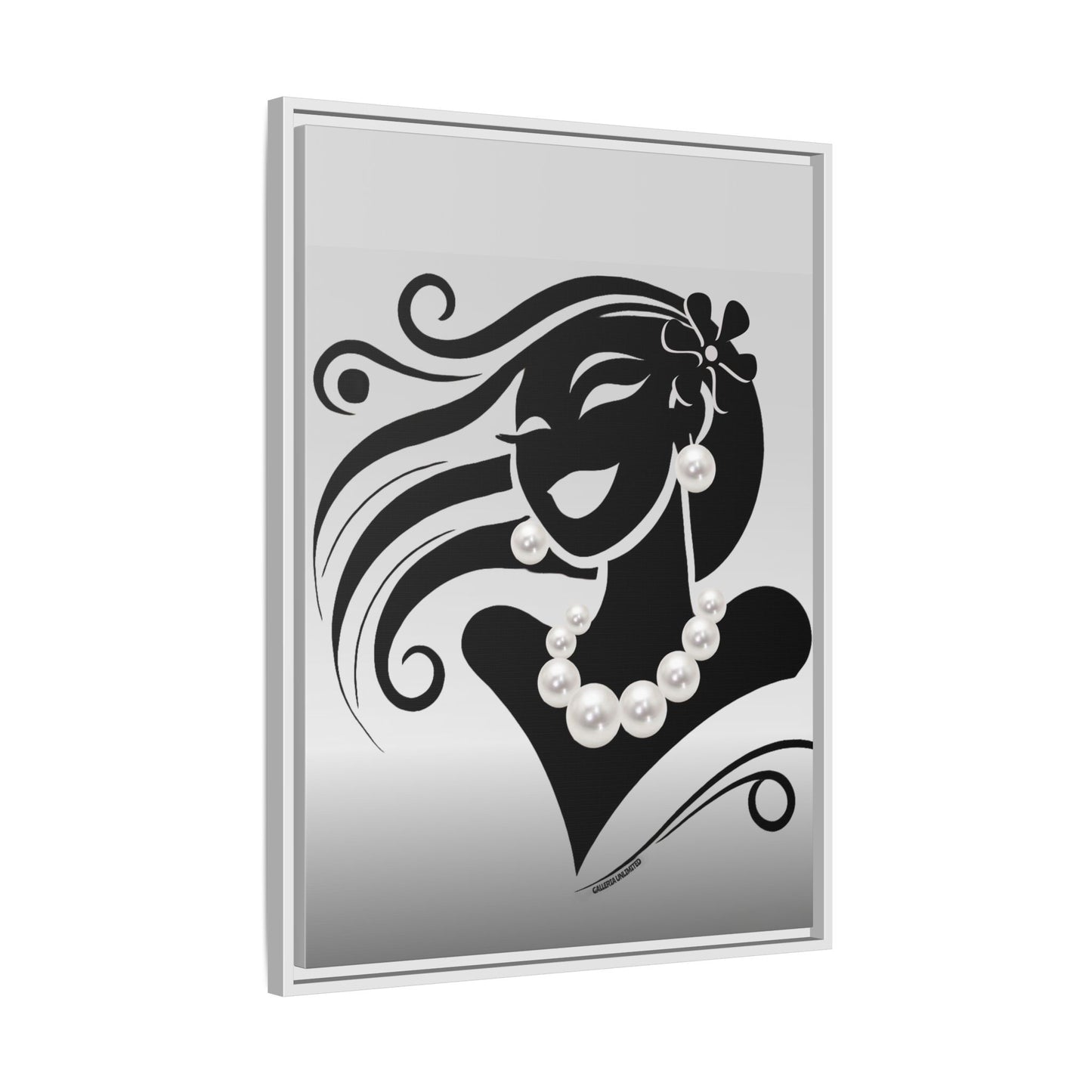 Pearls & Curls 6 | Black and White Framed Matte Canvas Wall Art (black or white frame)