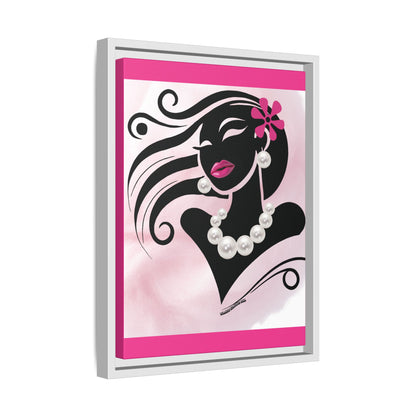 Pearls & Curls6 | Pink Pout - Framed Matte Canvas Art