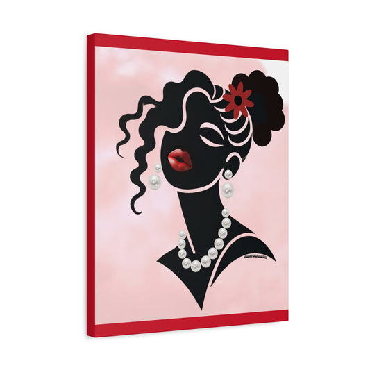 Pearls & Curls5 | Black and White Matte Canvas Print