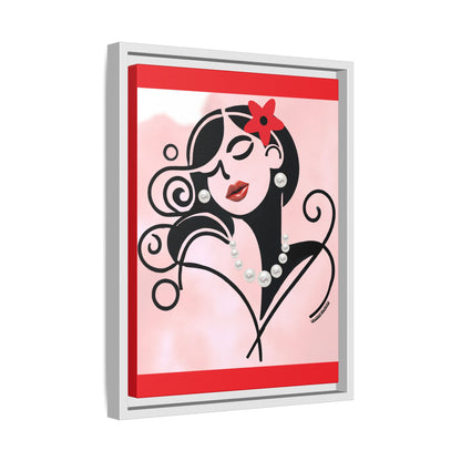 Pearls & Curls 4 | Cherry Kiss Framed Matte Canvas Wall Art (black or white frame)