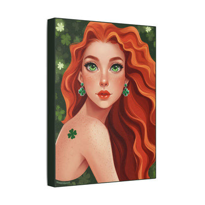 Clovers 1 | Emerald Whisper in Green, Stretched Satin Canvas Print