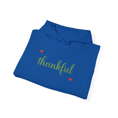 The Thankful Edit1 |Light Green Embroidered Thankful Hoodie, red hearts (multiple colors)