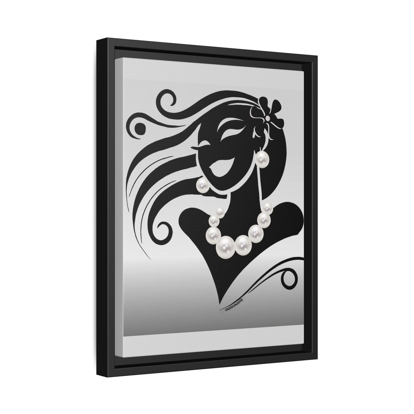 Pearls & Curls 6 | Black and White Framed Matte Canvas Wall Art (black or white frame)