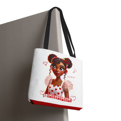 Heartbreaker Girl | Marshmallow All Over Print Two-Tone Tote Bag (multiple strap colors)