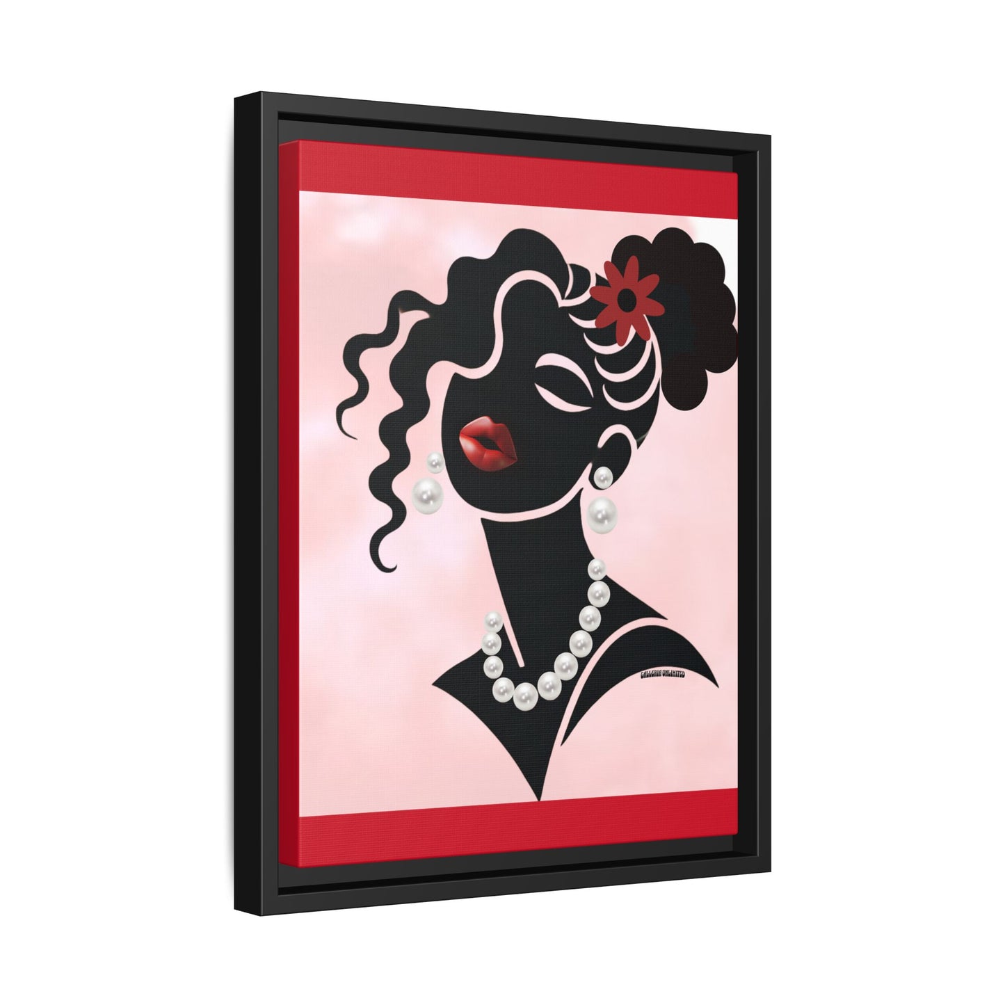 Pearls & Curls 5 | Crimson Kiss Framed Matte Canvas Wall Art (black or white frame)