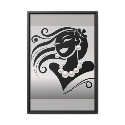 Pearls & Curls6 | Black and White - Framed Matte Canvas Art (black or white frame)