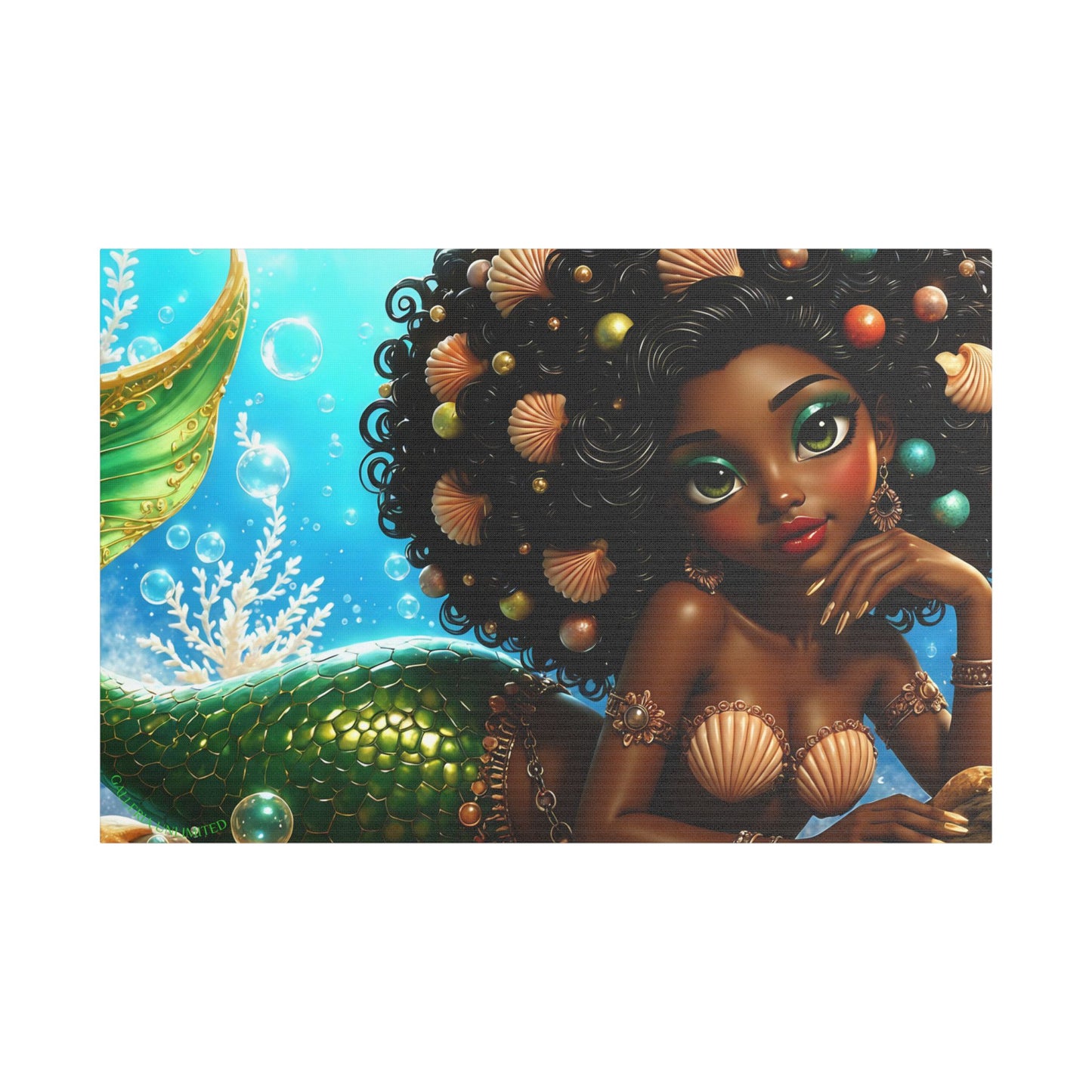 Sirens of the Gilded Sea | Blue Lagoon, Satin Stretched Canvas