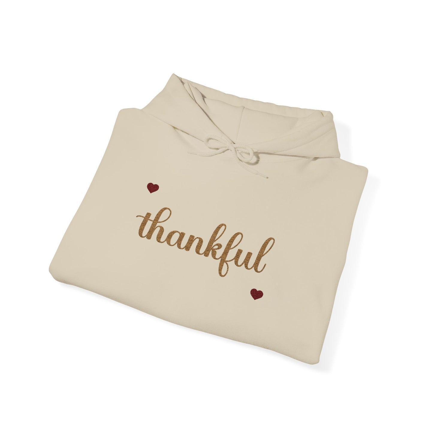 The Thankful Edit1 | Gold Embroidered Thankful Hoodie, maroon hearts (multiple colors)