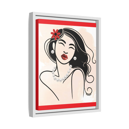 Pearls & Curls 3 | Scarlet Kiss Framed Matte Canvas Wall Art (black or white frame)