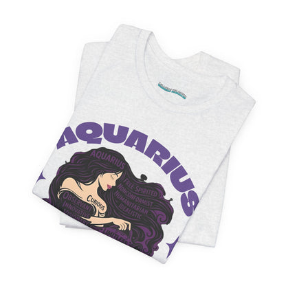 Aquarius | Word Art Graphic Tee2 (amethyst)-"Aquarius" Definition on Back
