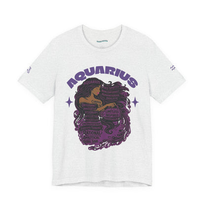 Aquarius | Word Art Graphic Tee (amethyst)-"Aquarius" Definition on Back