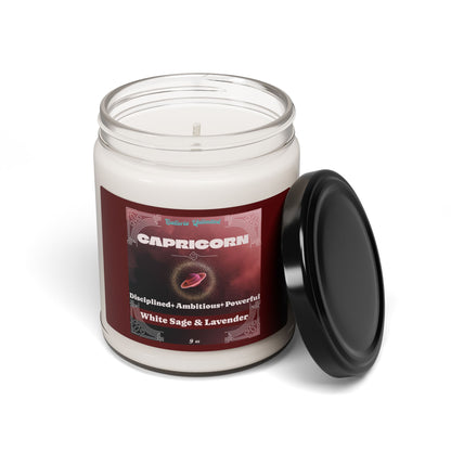 Capricorn | White Sage & Lavender Candle, 9oz (garnet)