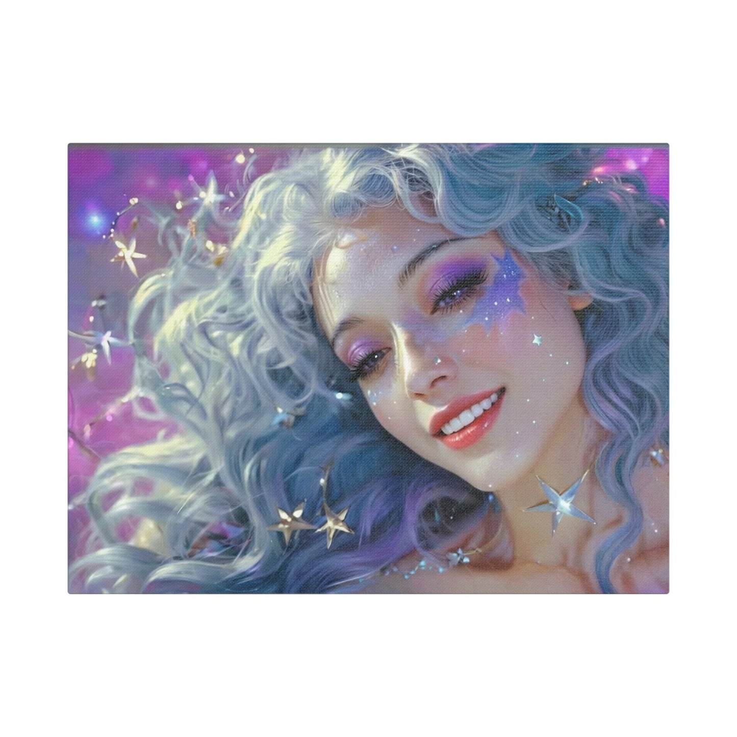Winter Fantasy 6 | Celestial Maiden Starlight Satin Stretched Canvas Print
