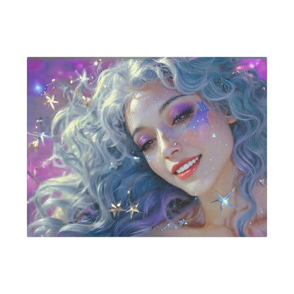 Winter Fantasy 6 | Celestial Maiden Starlight Satin Stretched Canvas Print