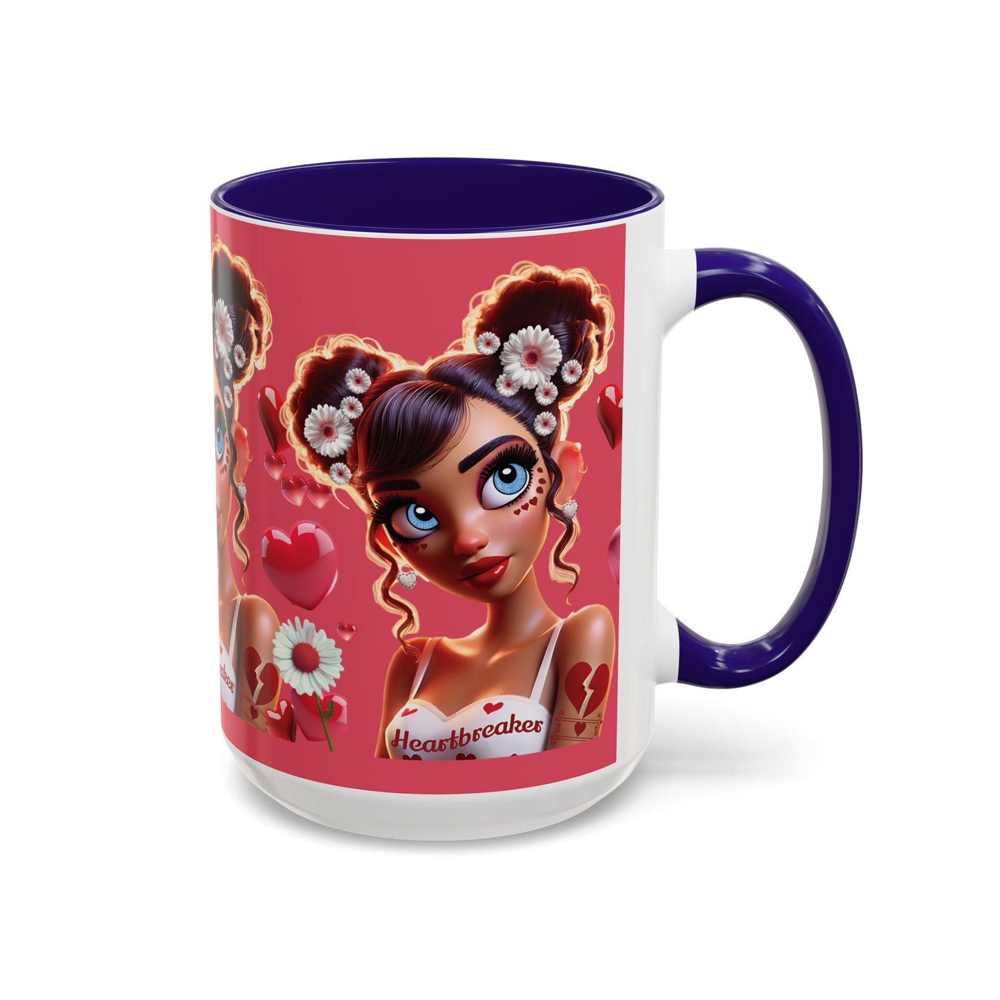 Heartbreaker 1 | Raspberry - Coffee Mug, two-tone, 15 oz (multiple handle colors)
