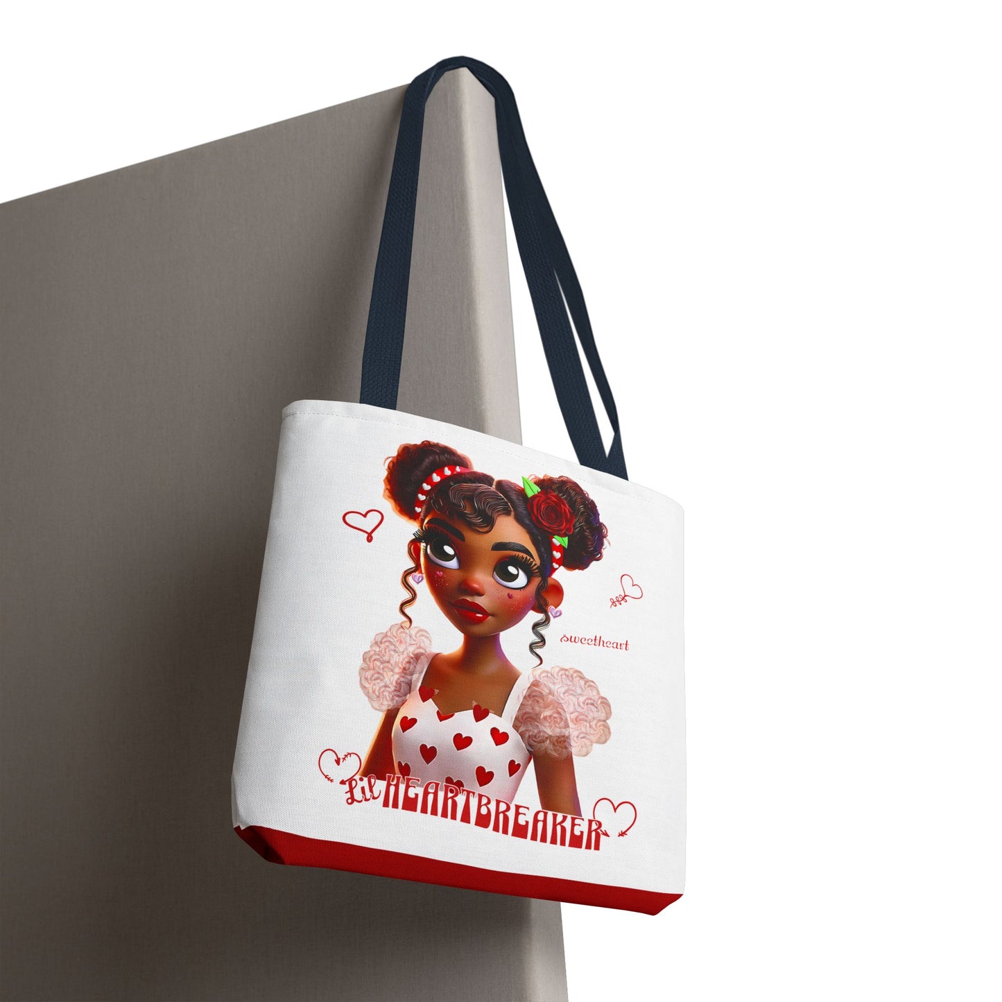Heartbreaker Girl | Marshmallow All Over Print Two-Tone Tote Bag (multiple strap colors)