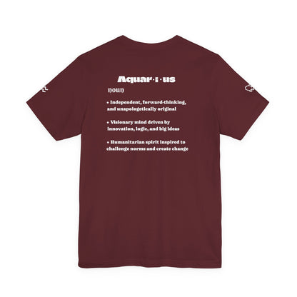 Aquarius| Word Art Graphic Tee (garnet) -- "Aquarius" Definition on Back