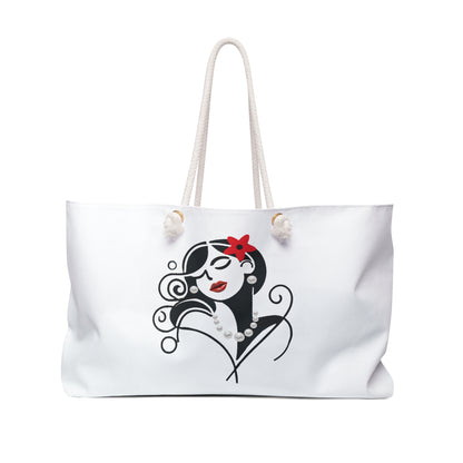 Pearls & Curls 4 | White Double-Sided Weekender Bag