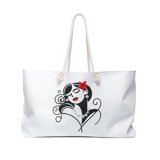 Pearls & Curls 4 | White Double-Sided Weekender Bag