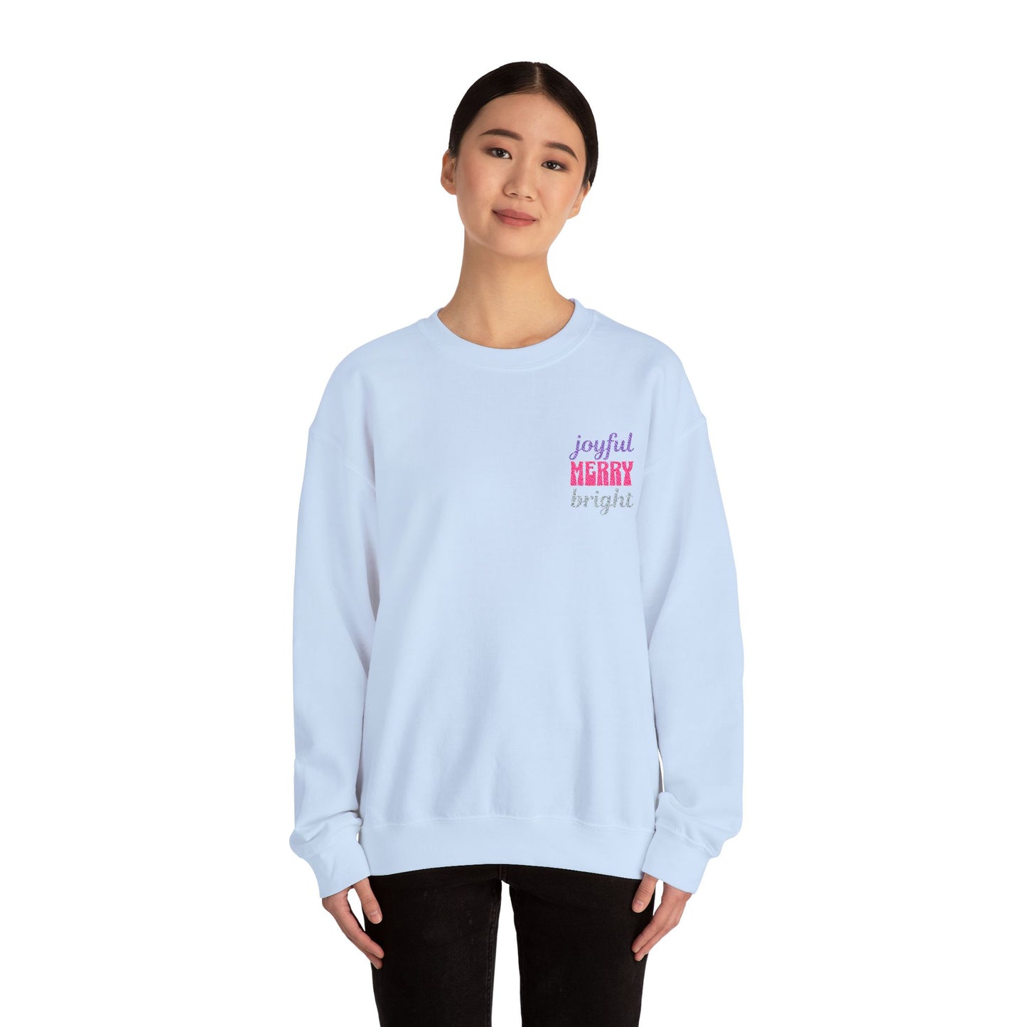 The Joyful Edit2 | Merry & Bright Embroidered Sweatshirt, PINK Palette (multiple colors)