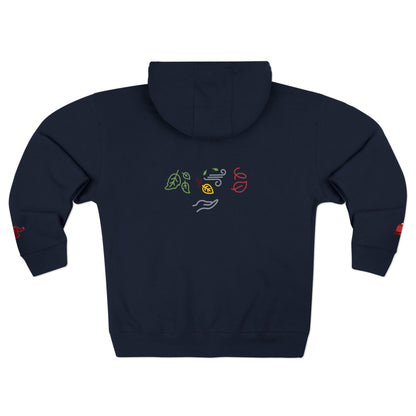 Harvest Haze 5 | 'Sweater Weather' Graphic Icon Zip Hoodie — Cozy Fall Hoodie with Autumn Icons