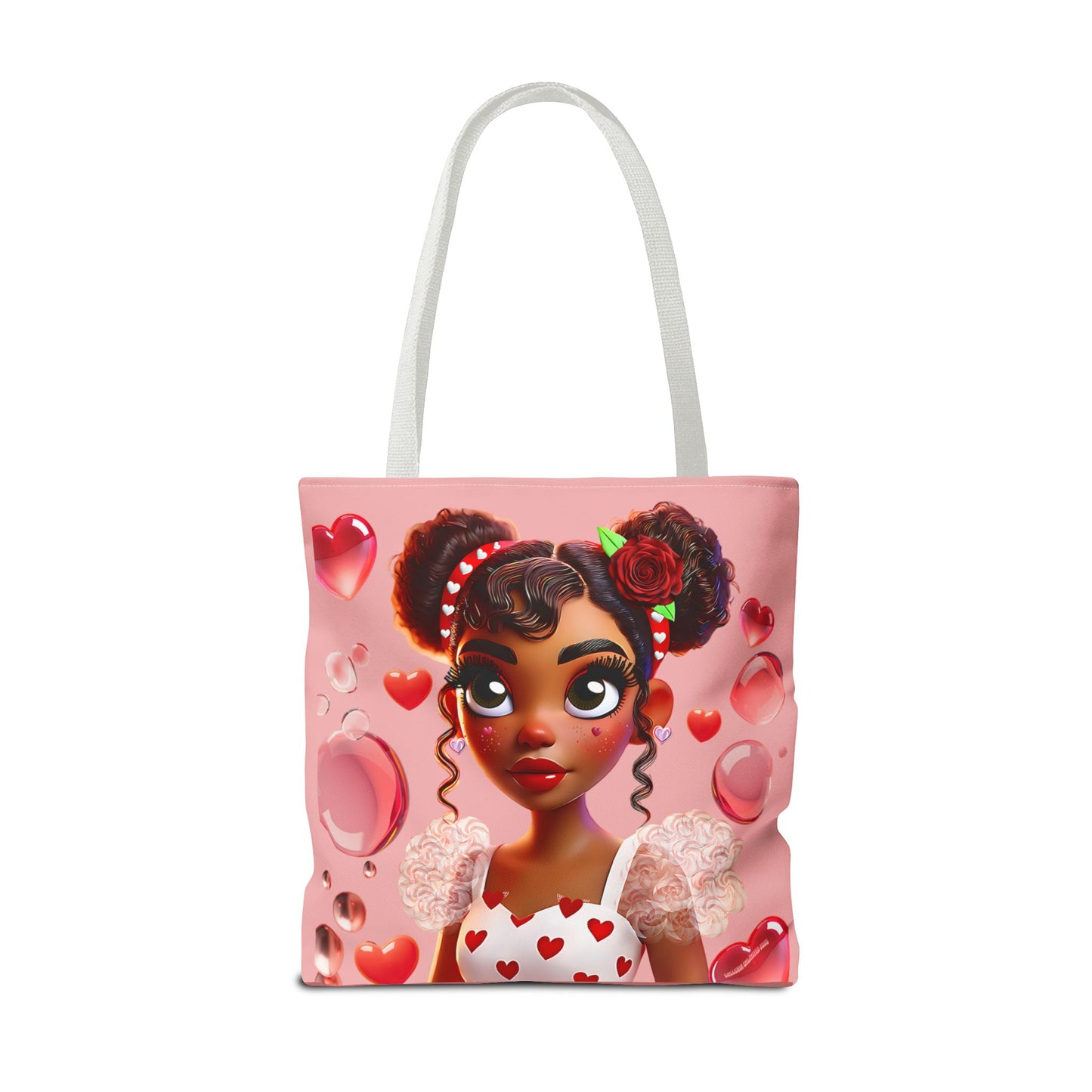 Heartbreaker Girl | Bubble Gum All -Over-Print Two-Tone Tote Bag (multiple strap colors)