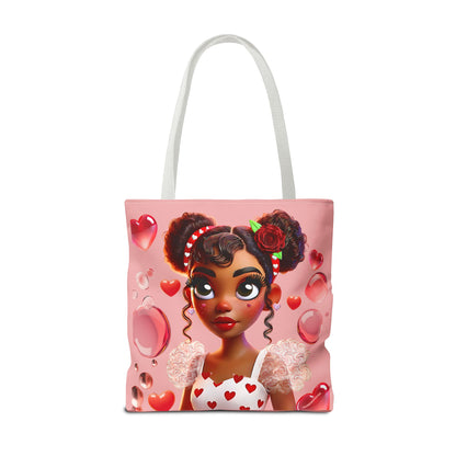 Heartbreaker Girl | Bubble Gum All -Over-Print Two-Tone Tote Bag (multiple strap colors)