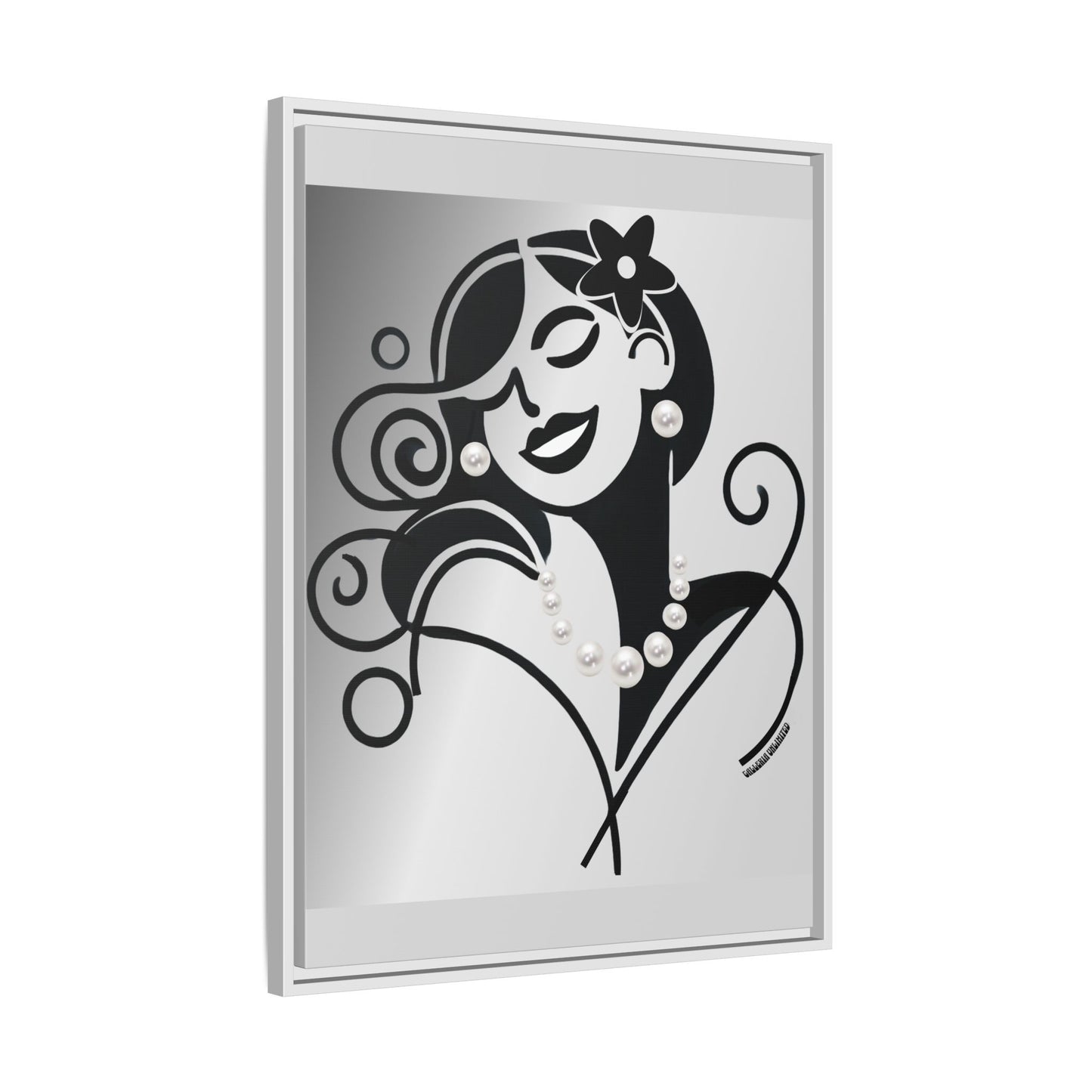 Pearls & Curls 4 | Black and White Framed Matte Canvas Wall Art (black or white frame)