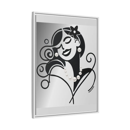 Pearls & Curls 4 | Black and White Framed Matte Canvas Wall Art (black or white frame)