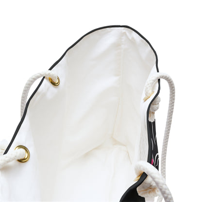 Pearls & Curls2 | Black - Two-Sided Weekender Bag