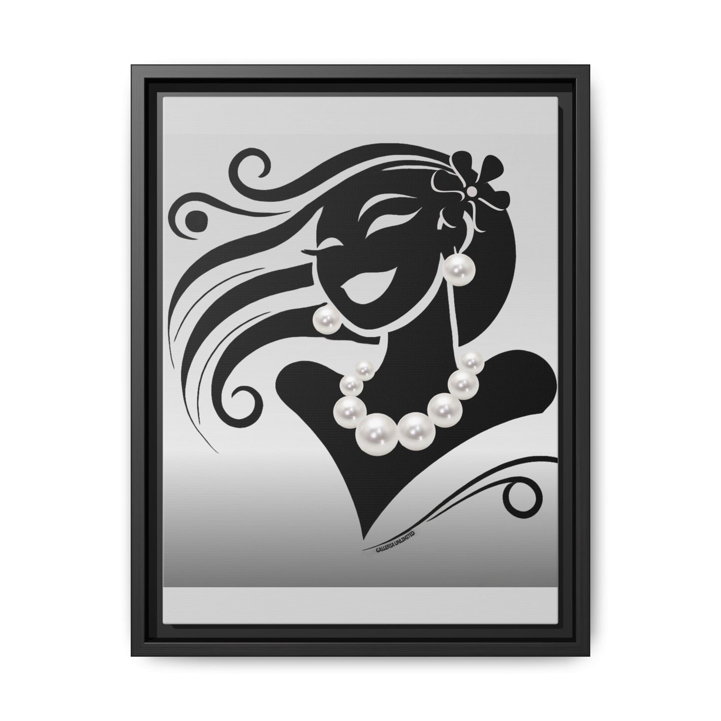 Pearls & Curls 6 | Black and White Framed Matte Canvas Wall Art (black or white frame)