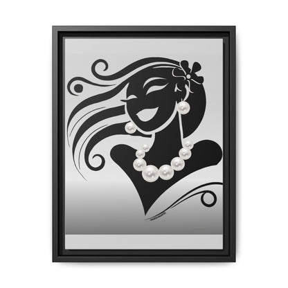 Pearls & Curls 6 | Black and White Framed Matte Canvas Wall Art (black or white frame)