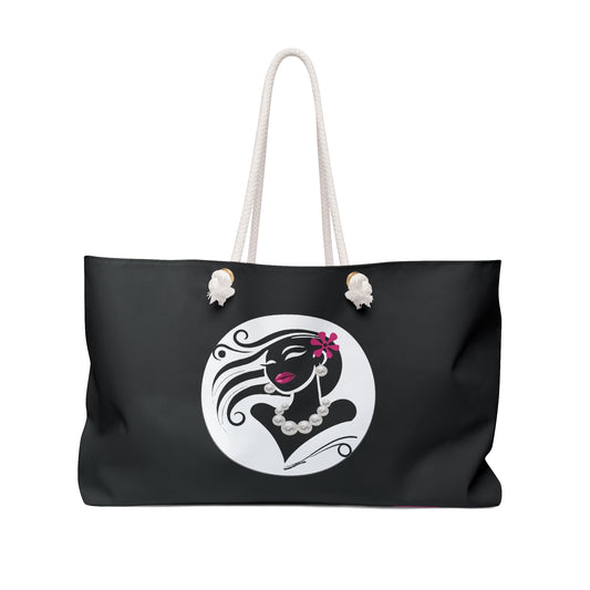 Pearls & Curls6 | Black - Two-Sided Weekender Bag