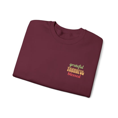 The Cozy Edit2 | Embroidered "Grateful - Thankful - Blessed" Crewneck Sweatshirt (multiple colors)
