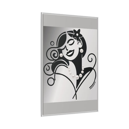 Pearls & Curls4 | Black and White - Framed Matte Canvas Art (black or white frame)