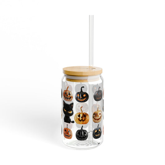 The Spooky Edit2 - Black Cat Sipper Glass, 16oz
