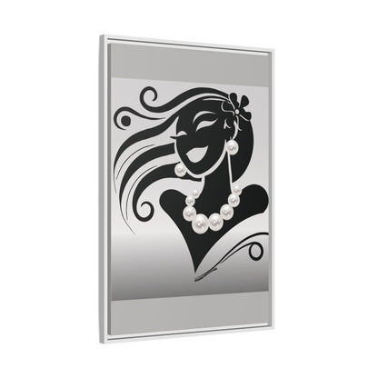 Pearls & Curls6 | Black and White - Framed Matte Canvas Art (black or white frame)