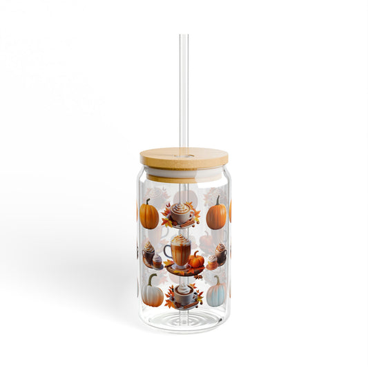The Cozy Edit2 - Pumpkin Latte Sipper Glass, 16oz