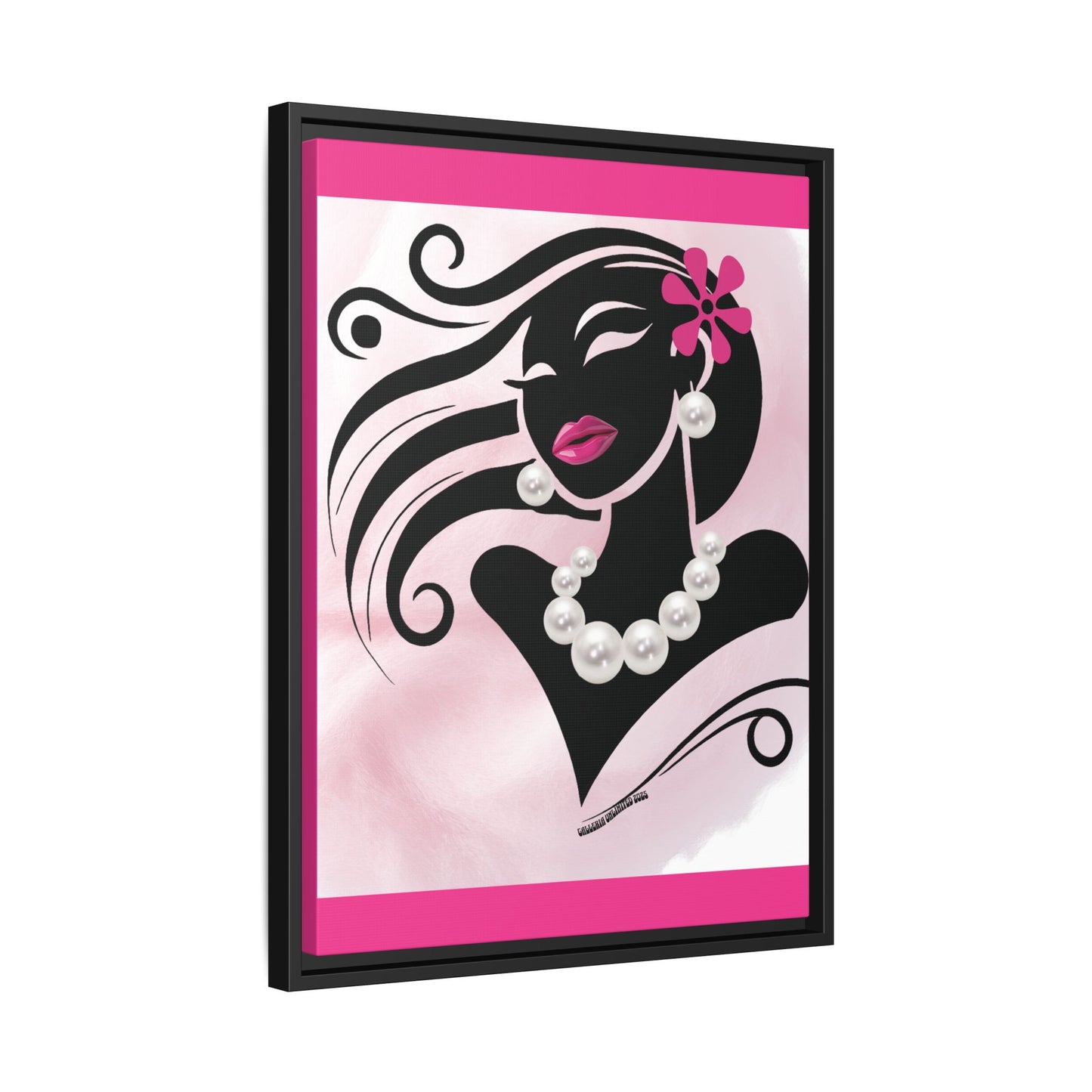 Pearls & Curls6 | Pink Pout - Framed Matte Canvas Art