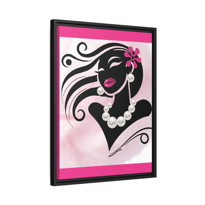 Pearls & Curls6 | Pink Pout - Framed Matte Canvas Art