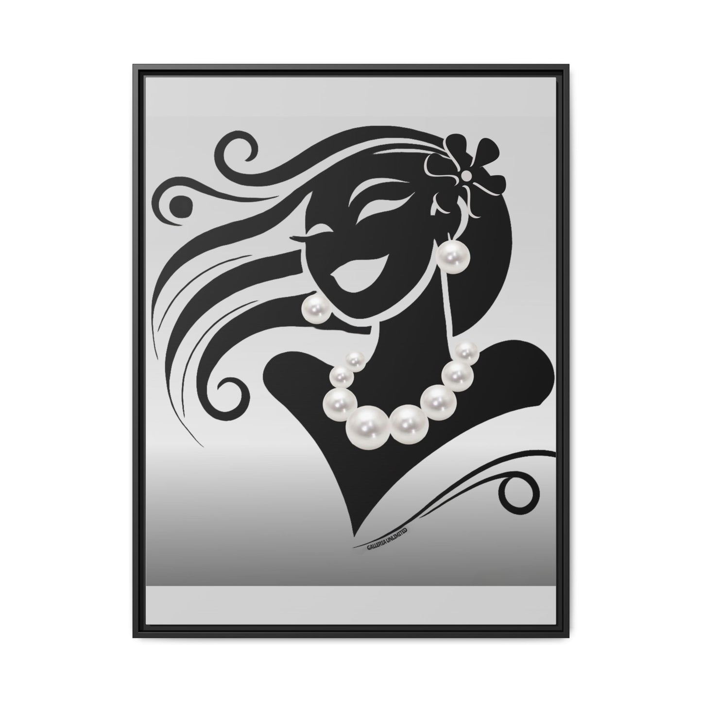 Pearls & Curls 6 | Black and White Framed Matte Canvas Wall Art (black or white frame)