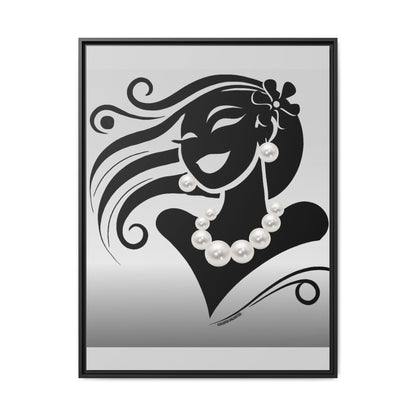 Pearls & Curls 6 | Black and White Framed Matte Canvas Wall Art (black or white frame)