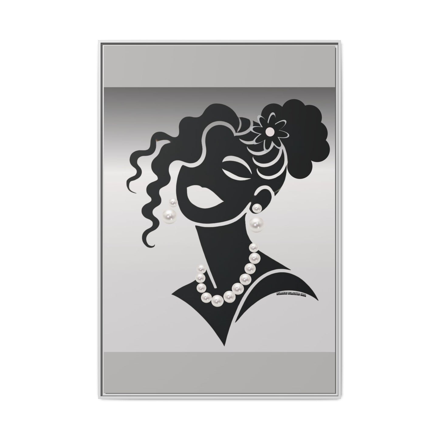 Pearls & Curls5 | Black and White - Framed Matte Canvas Art (black or white frame)