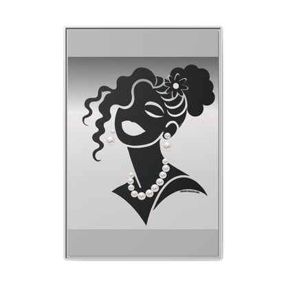 Pearls & Curls5 | Black and White - Framed Matte Canvas Art (black or white frame)