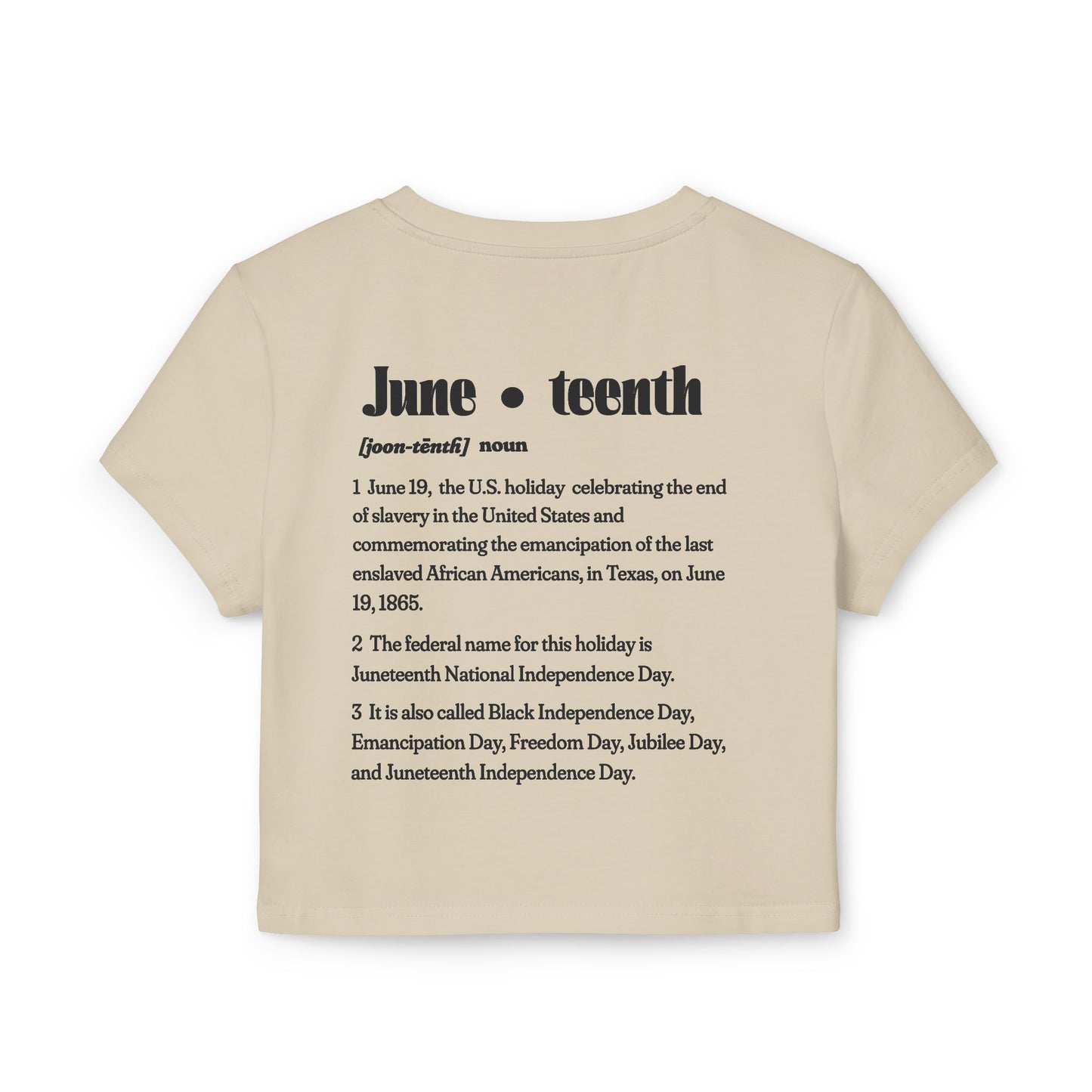 The 92% Club | Juneteenth Celebration Baby Tee, front and back design