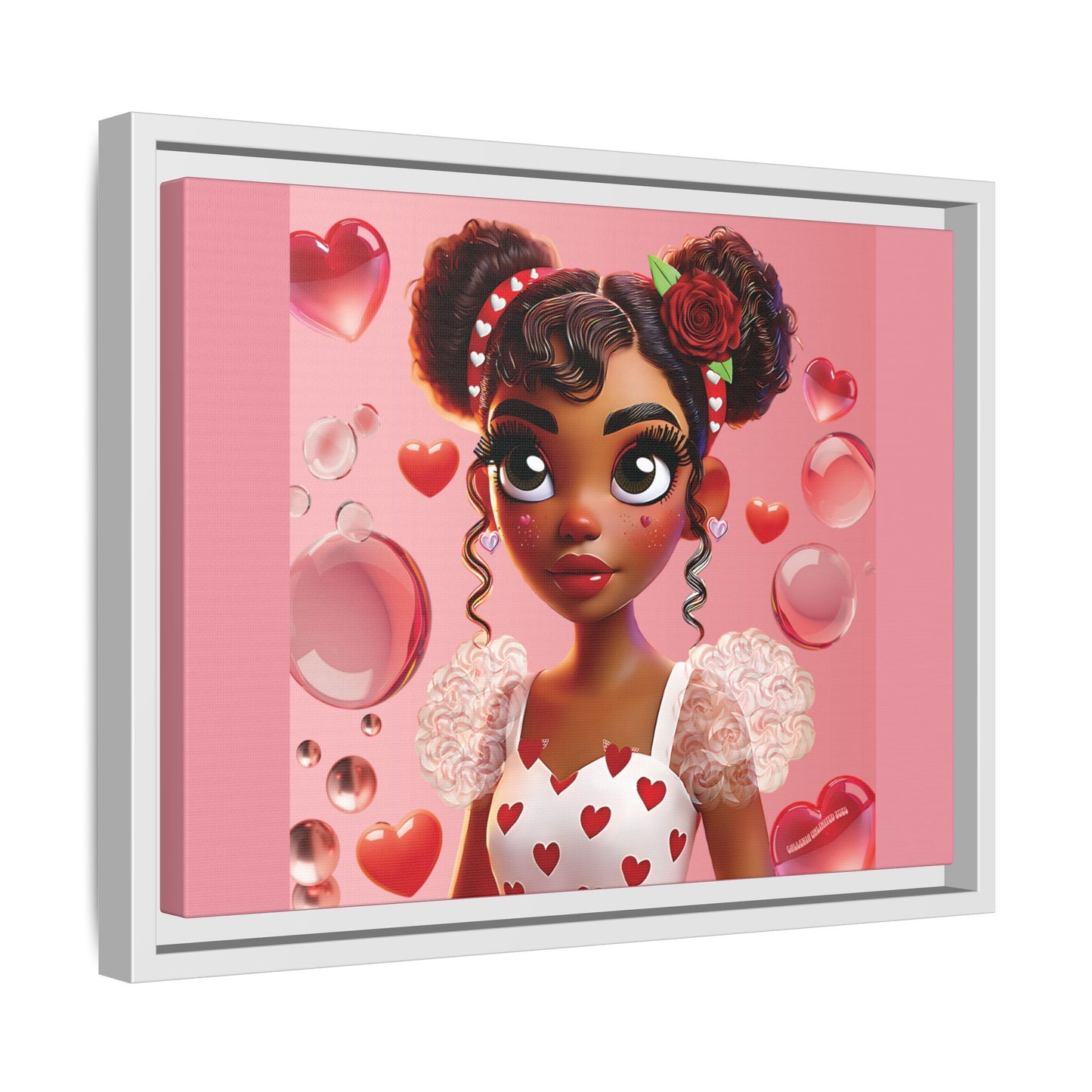 Heartbreaker Girl | Bubblegum - Canvas Print, framed matte (multiple sizes/frame colors)