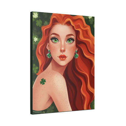 Clovers 1 | Emerald Whisper in Green, Stretched Satin Canvas Print