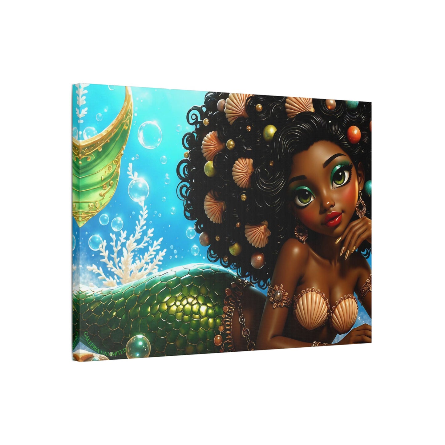 Sirens of the Gilded Sea | Blue Lagoon, Satin Stretched Canvas